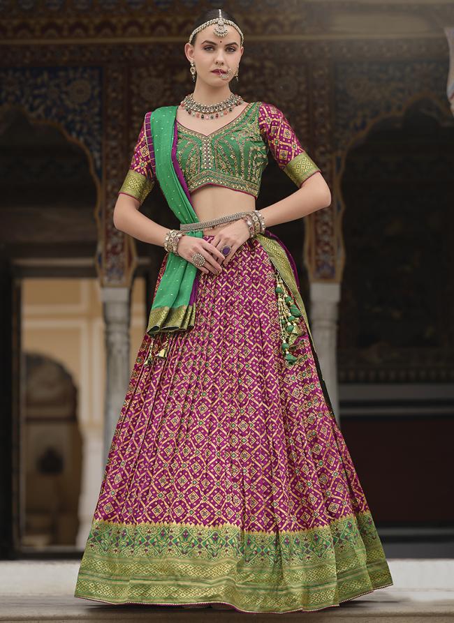 Smooth Silk Rani Bridal Wear Foil Print Readymade Lehenga Choli